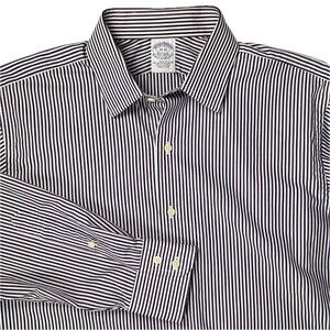Brooks Brothers Dress Shirt Egyptian Ctn Sz 16-33 Slim Blue Stripe Button-Down